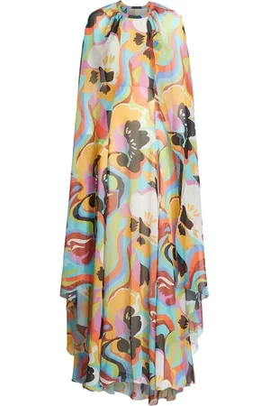 Etro Printed cape-effect silk dress