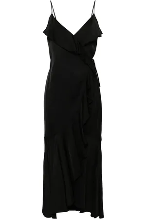 Twin-Set Ruffled-detail satin midi dress