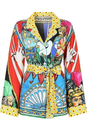 Dolce & Gabbana Carretto-print belted pajama shirt