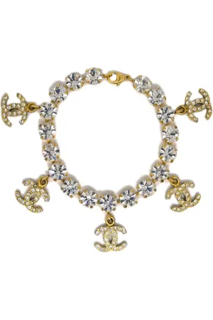 CHANEL 1995 crystal-embellished CC-logo bracelet