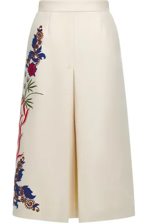 Roberto Cavalli Floral-embroidered midi skirt