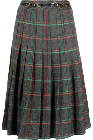 Céline Pre-owned pleated check skirt