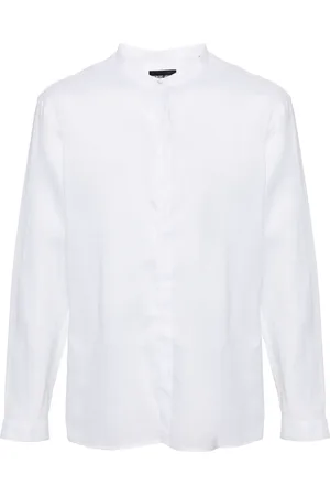 Giorgio Armani Band-collar linen shirt
