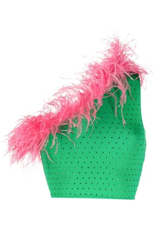 Chiara Ferragni Feather-trim cropped top
