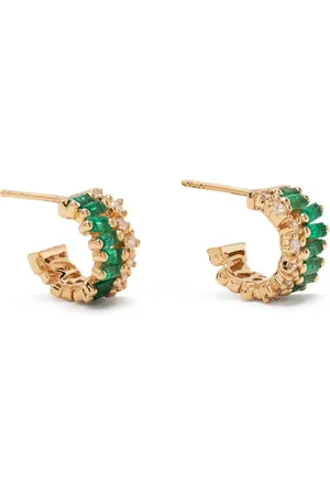 Suzanne Kalan 18kt yellow Short Stack emerald mini earrings