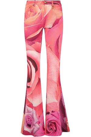 Roberto Cavalli Floral-print flared jeans