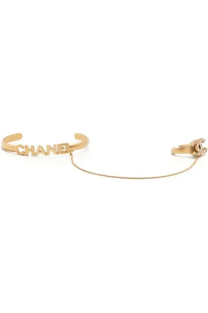CHANEL 2001 CC rhinestone-embellished ring bangle bracelet