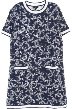 CHANEL 1986-1988 CC logo-intarsia knitted dress