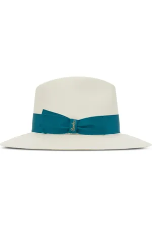 Borsalino Contrasting-ribbon wide-brim hat