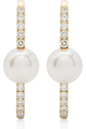 Mizuki 18kt yellow Akoya pearl and diamond earrings