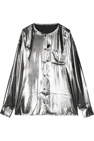 pushBUTTON Sailor-collar metallic shirt