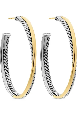 David Yurman 18kt yellow gold and sterling Crossover hoop earrings (44mm)