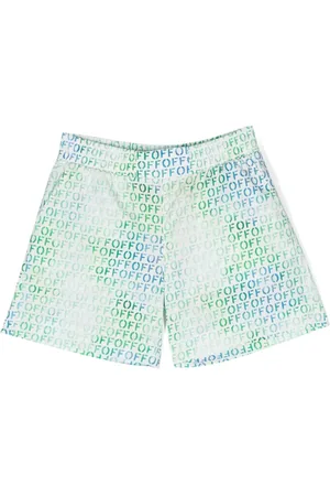 OFF-WHITE Logo-print cotton swim shorts