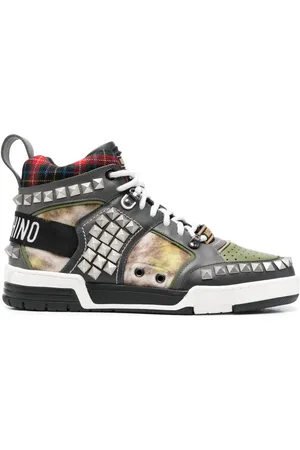 Moschino Stud-embellished patchwork sneakers