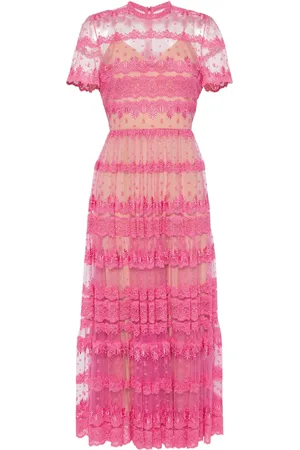 Elie saab Embroidered lace midi dress