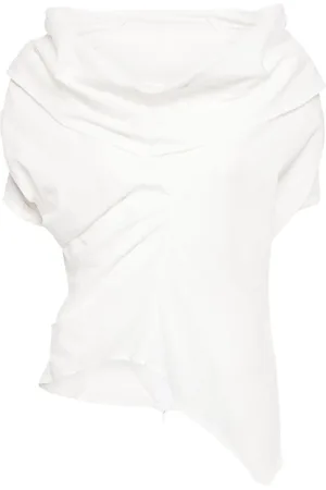 MARC LE BIHAN Draped asymmetric cotton blouse