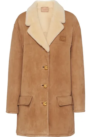 Prada Shearling-trim suede coat