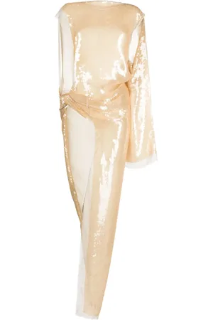 Rick Owens Asymmetric sequinned chiffon maxi dress