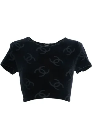 CHANEL 1990s CC logo-print crop top