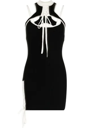MONSE Contrast-trim lace-up mini dress