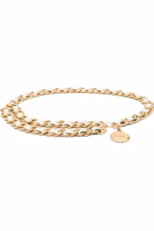 CHANEL 1993 double leather-and-chain belt