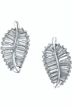 Anita 18kt white gold Palm Leaf diamond stud earrings