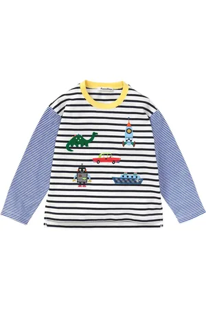 Familiar Stripe-pattern cotton T-shirt