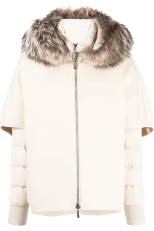 MOORER Layered shearling-collar puffer jacket