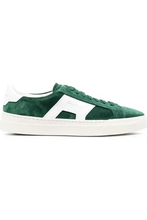 santoni Double-Buckle suede panelled sneakers