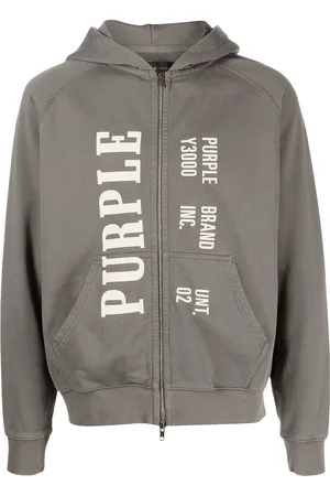 Purple Brand History logo-print zippered hoodie
