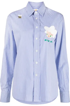 MIRA MIKATI Embroidered-doll striped cotton shirt