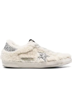 Golden Goose Shearling-panel glitter sneakers
