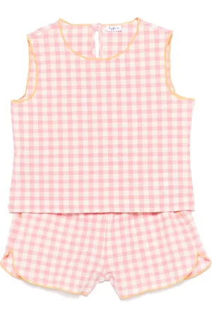 Il gufo Gingham-check shorts set