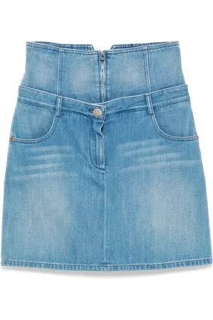 CHANEL 2010s panelled denim skirt