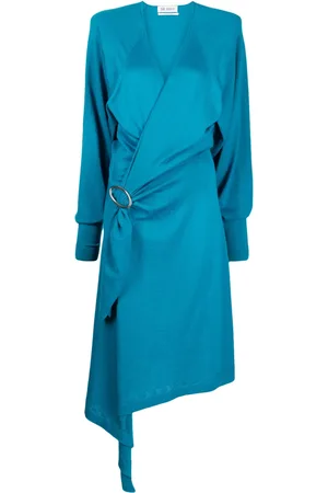 The Attico Atwell wool midi wrap dress