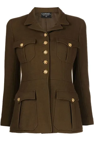 CHANEL Notched-collar wool jacket