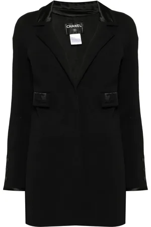 CHANEL 2007 contrasting-fabric trim single-breasted blazer