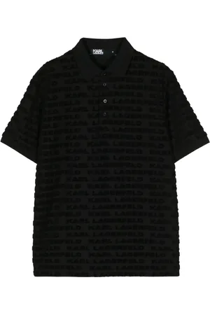 Karl Lagerfeld Flocked-monogram polo shirt
