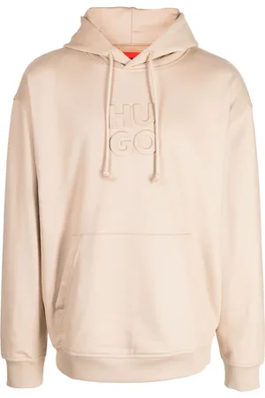 HUGO BOSS Logo-embossed drawstring cotton hoodie