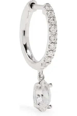 Anita 18kt white gold diamond drop single hoop earring