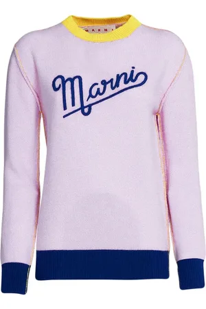 Marni Embroidered-logo contrast-trim jumper