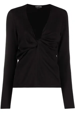 Tom Ford Plunge-neck twist-detail knitted top