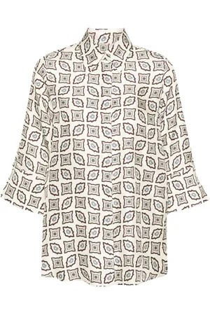 ALBERTO BIANI Geometric-print silk shirt