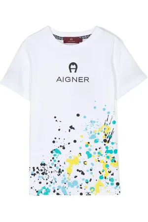 Aigner Logo-embroidered paint splatter-print T-shirt
