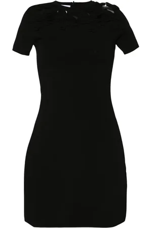 VALENTINO GARAVANI Floral-appliqué cotton mini dress