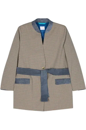..,MERCI Checked tied blazer