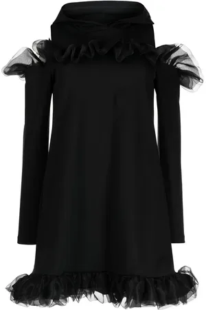 Shanshan Ruan Tulle-trim cold-shoulder dress