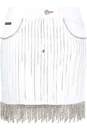 Philipp Plein Crystal-embellished denim skirt