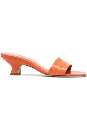 By Far Ceni crocodile-embossed mules