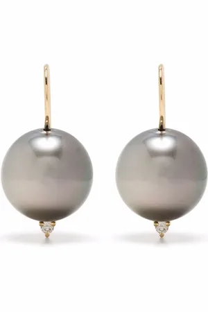 Mizuki 14kt diamond pearl earrings